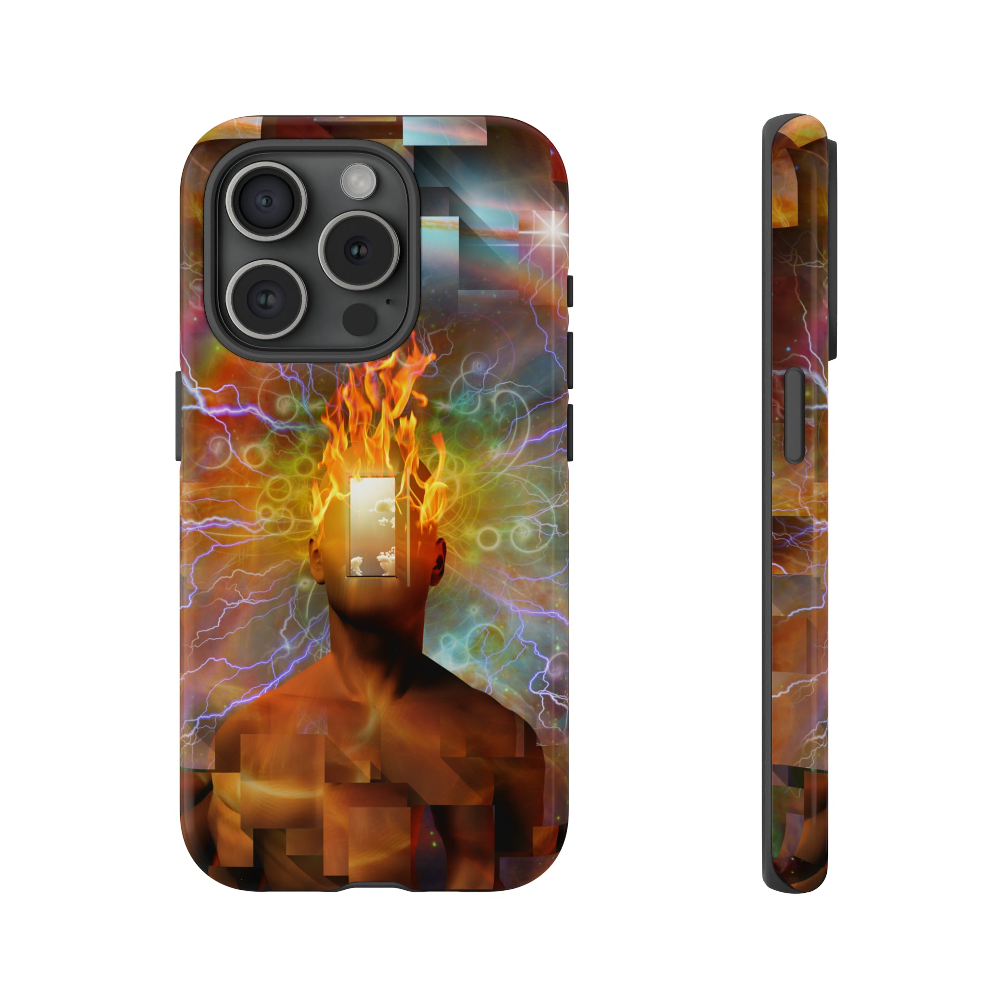 Man with burning mind - Protective Phone Case