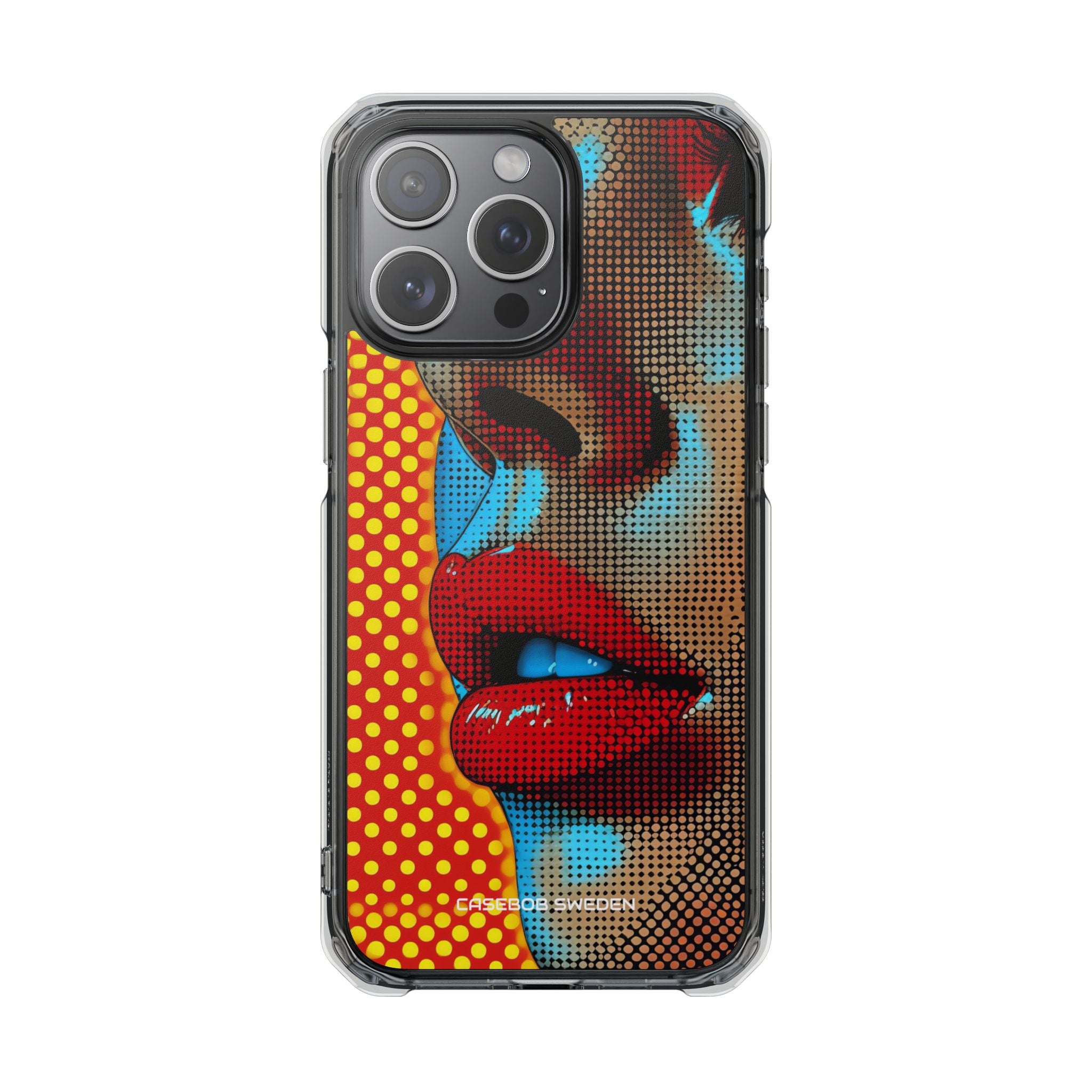 Yellow Red Pop Art Portrait - Clear Impact iPhone 15 Phone Case