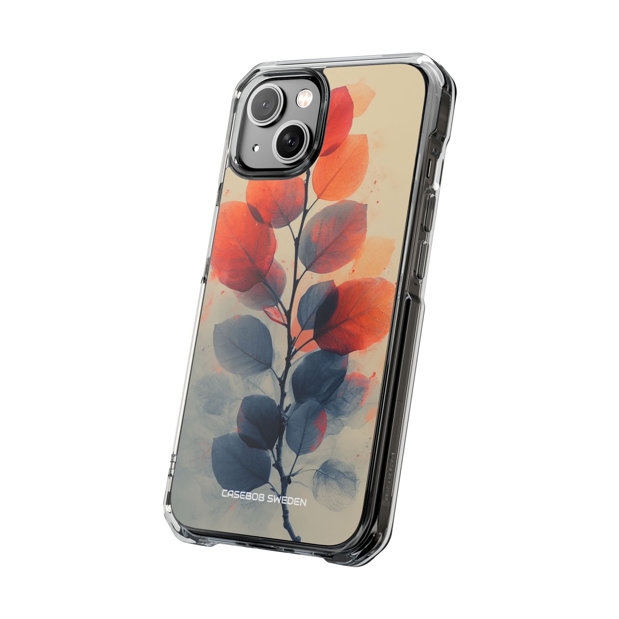 Orange Gray Leaves - Clear Impact iPhone 14 Phone Case