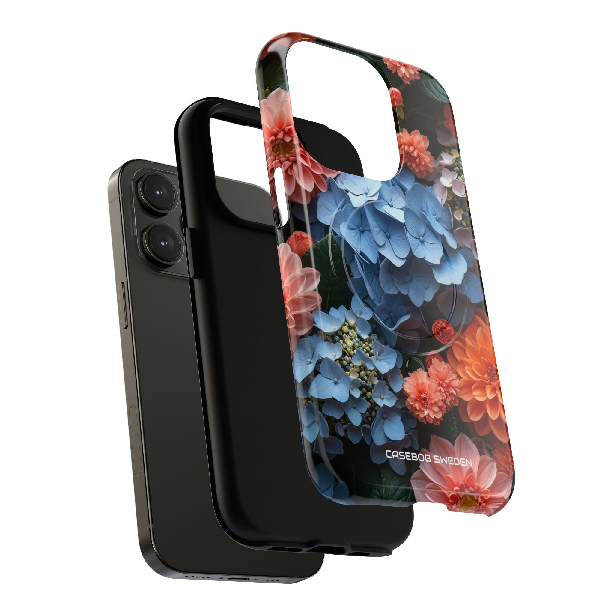 Blue Floral Bliss - Tough + MagSafe® iPhone 14 Phone Case