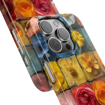 Vibrant Floral Tiles - Slim iPhone 16 Phone Case