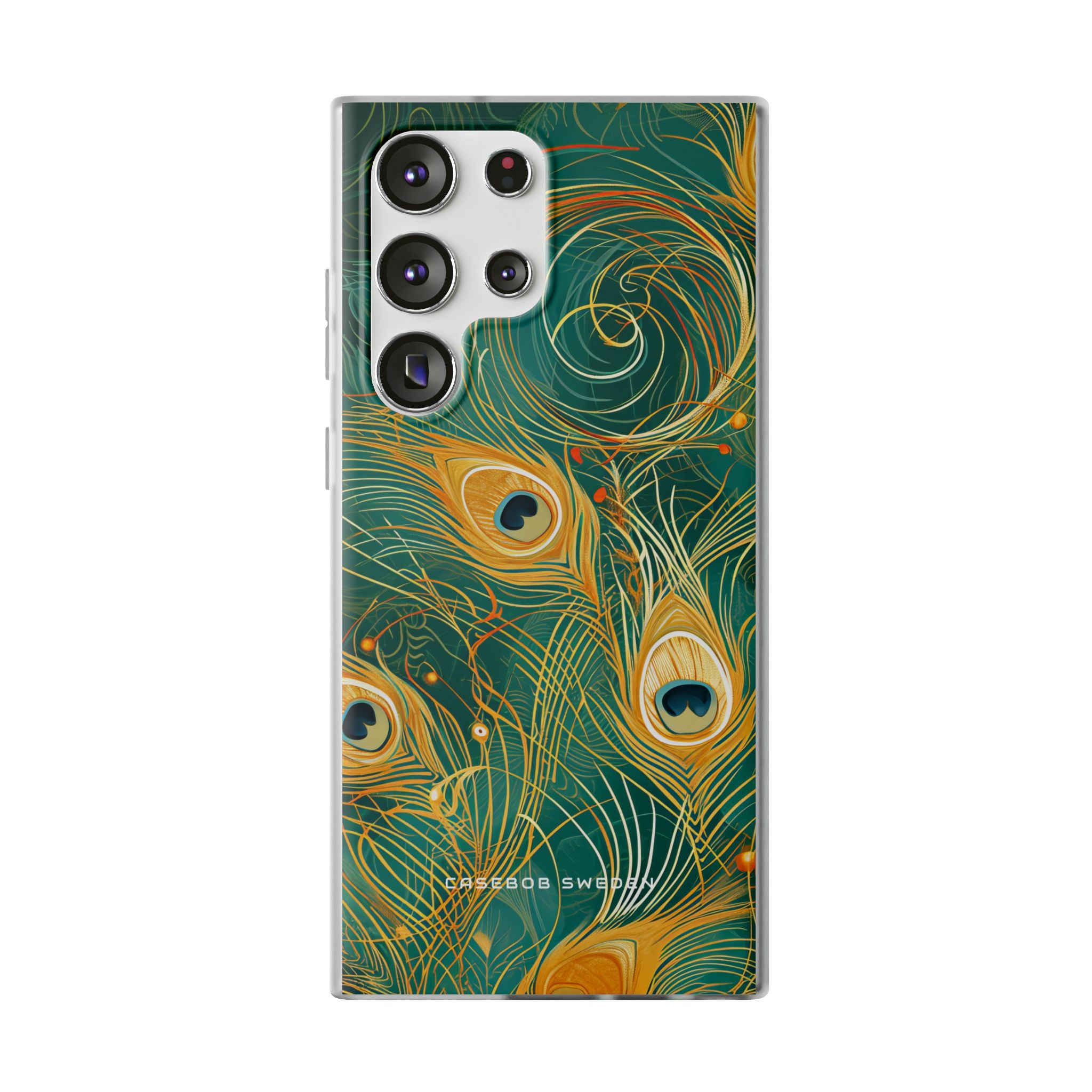 Peacock Elegance in Teal and Gold Samsung S23 - Flexi Phone Case