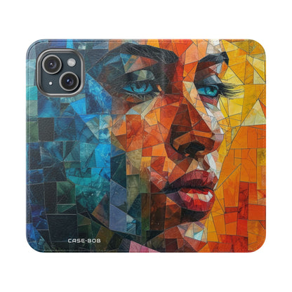 Mosaic Gaze Blue - iPhone 15 Case - Wallet