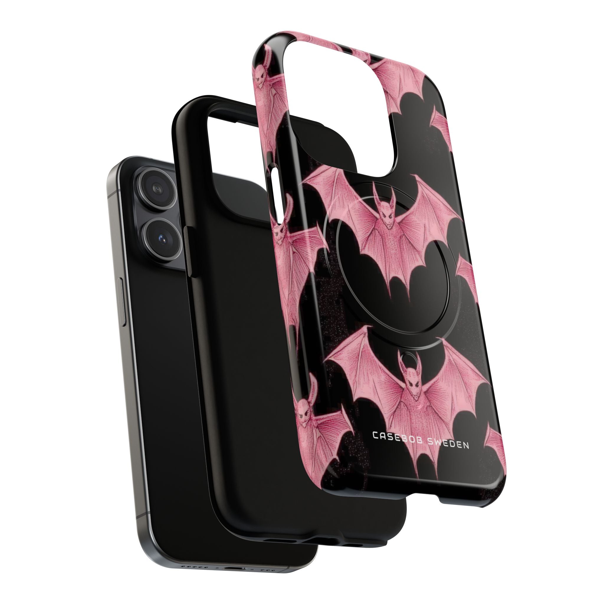 Gothic Pink Bats Aflame iPhone 15 | Tough+ Phone Case