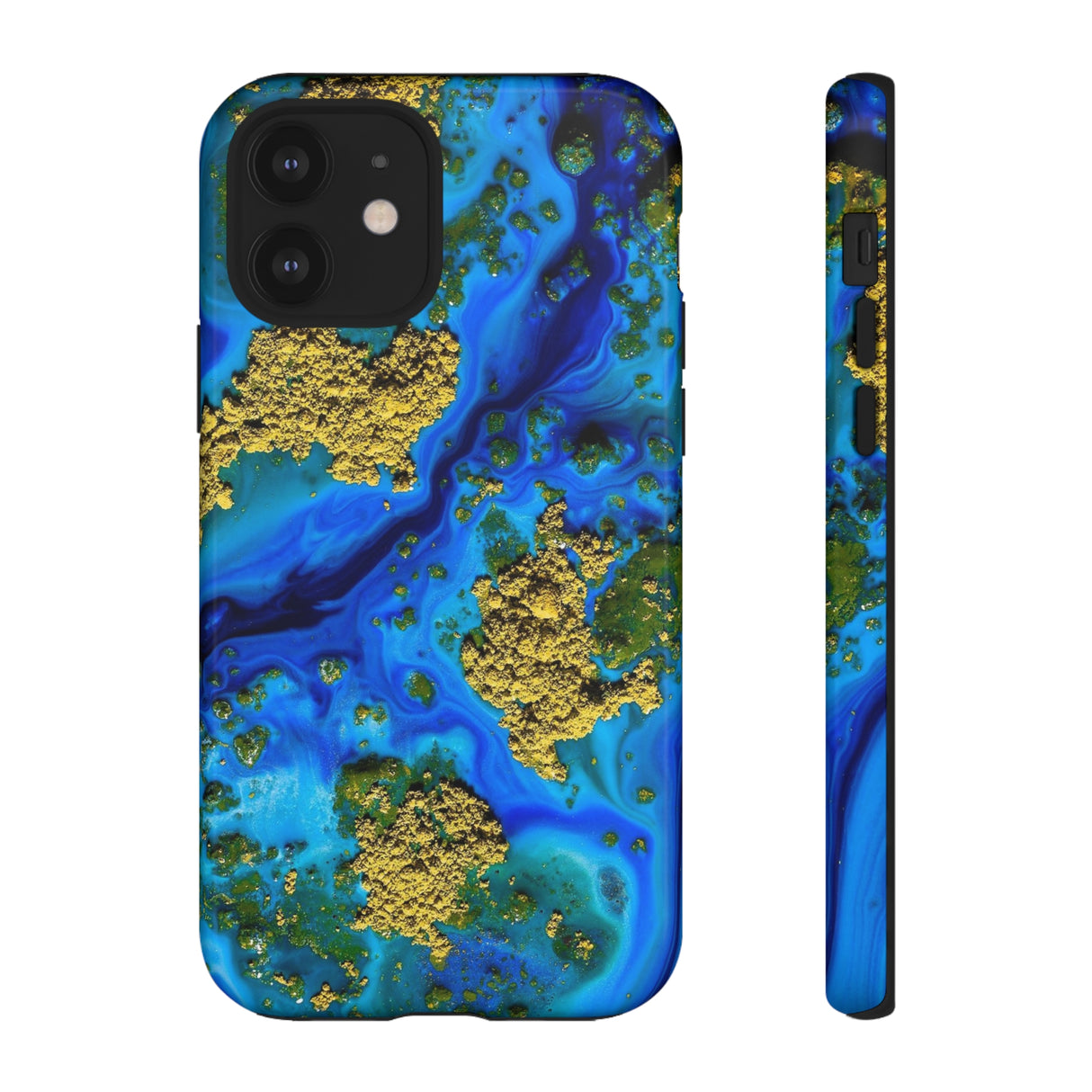 Blue Clear Ocean Ink Art iPhone Case (Protective) iPhone 12 Glossy Phone Case