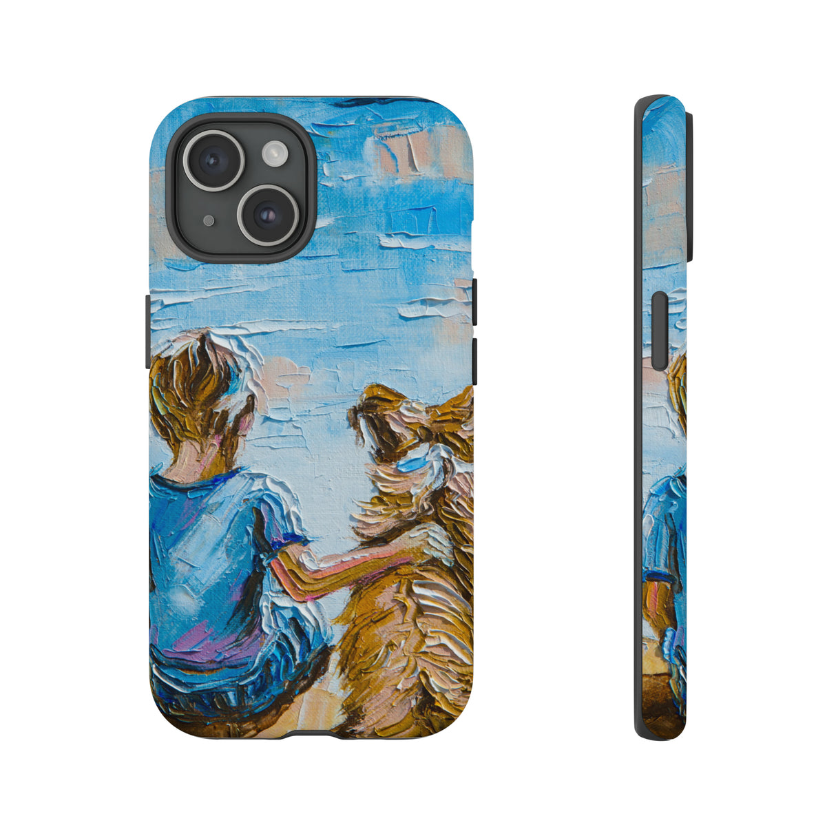 Boy with Dog - Protective Phone Case