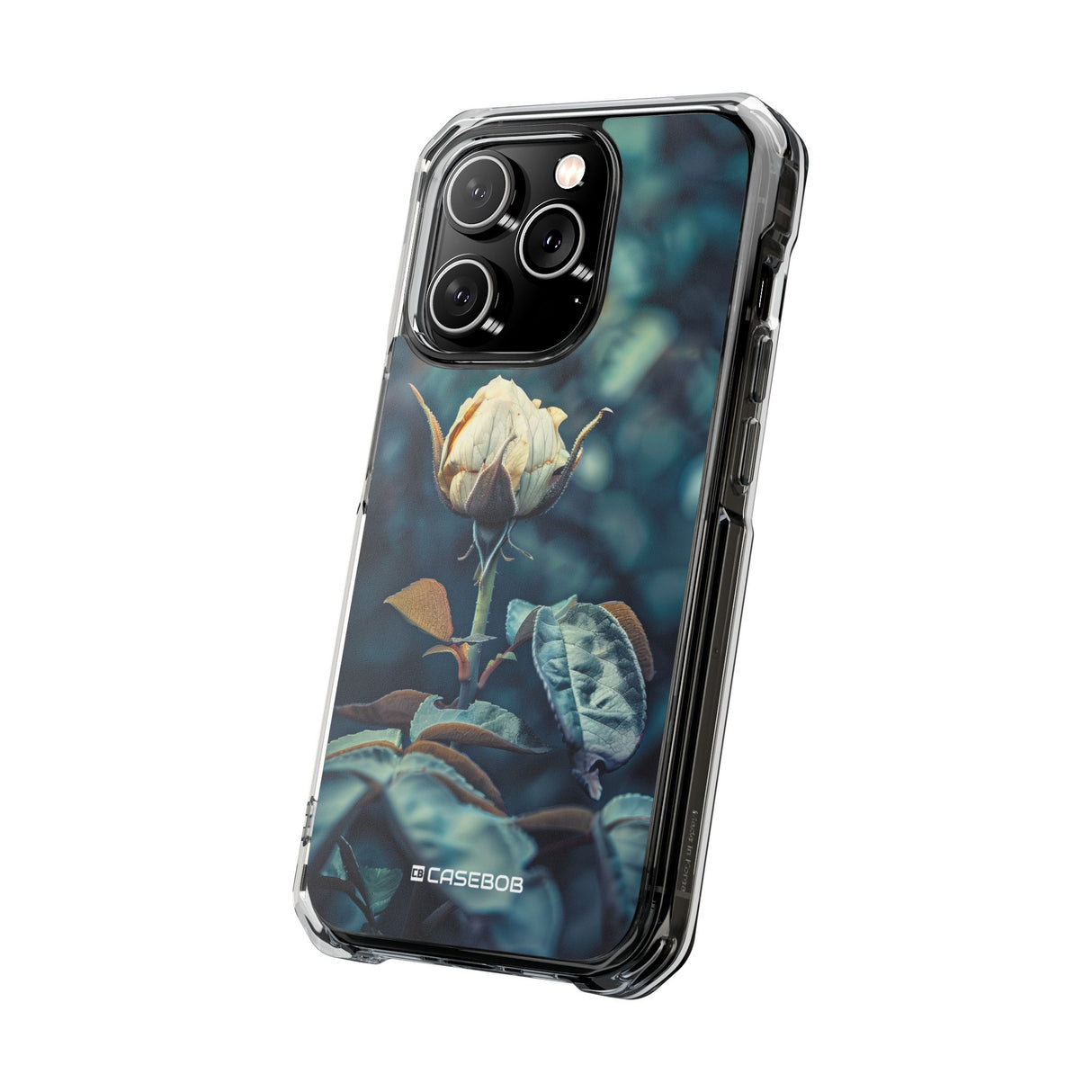 Teal Rosebud Serenade – Handyhülle für iPhone (Clear Impact – Magnetisch)