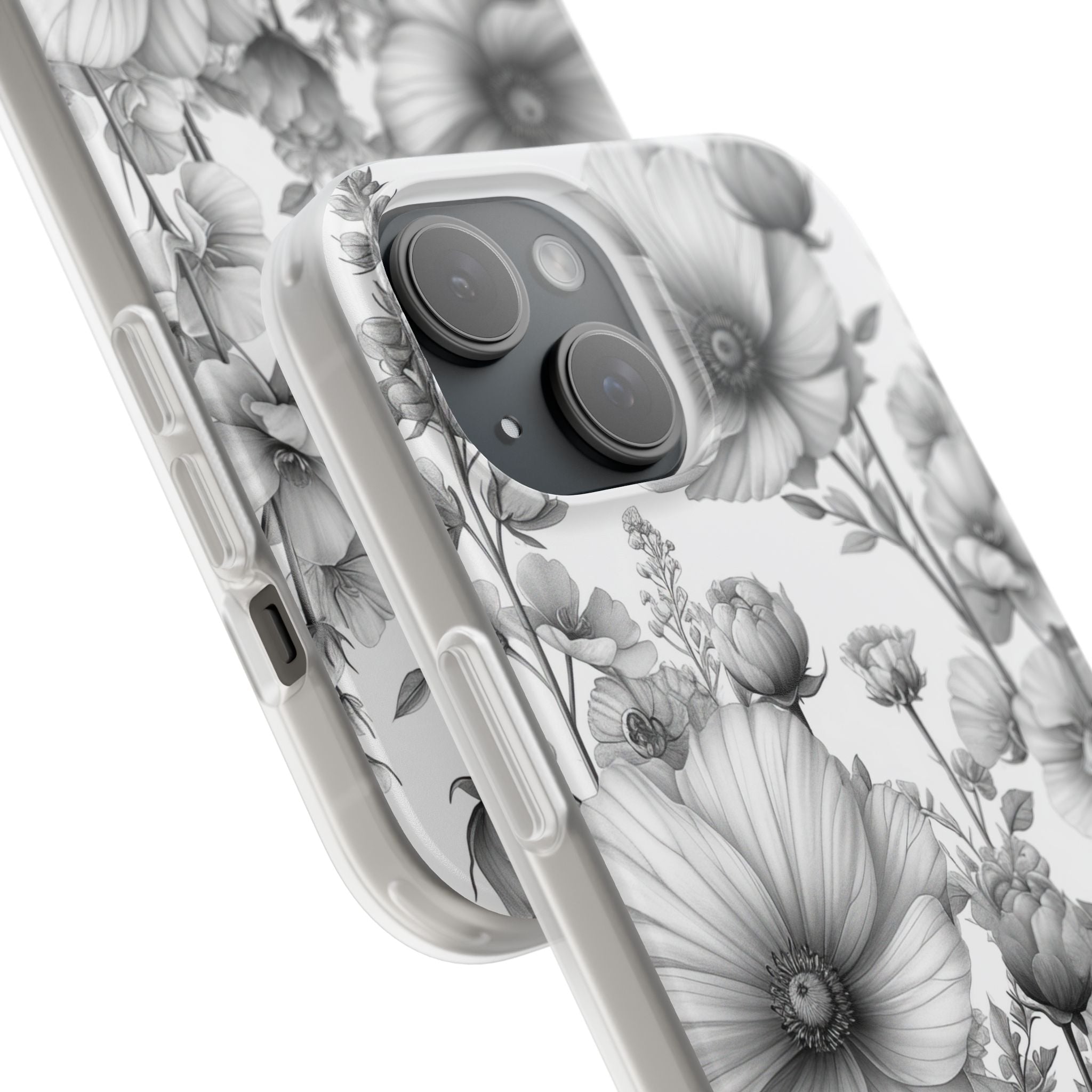 Monochrome Flora | Flexible Phone Case for iPhone