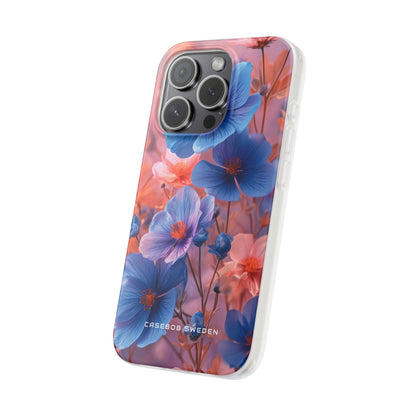 Harmonious Blooming Blues and Pinks iPhone 15 - Flexi Phone Case