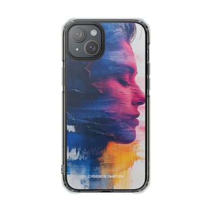 Blue Magenta Portrait - Clear Impact iPhone 15 Phone Case