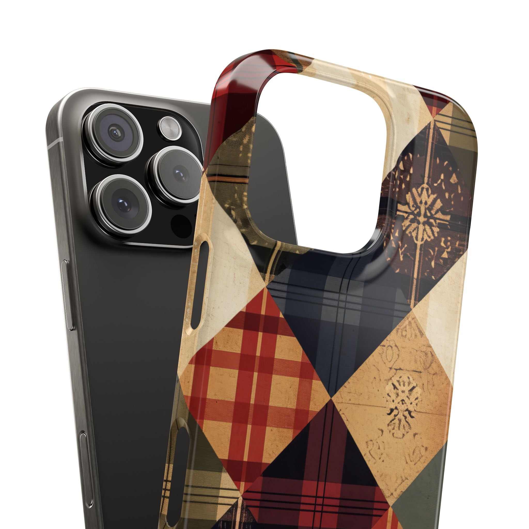 Rustic Geometric Patchwork Harmony iPhone 16 - Slim Phone Case