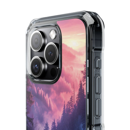 Misty Forest Serenity - Clear Impact iPhone 15 Phone Case