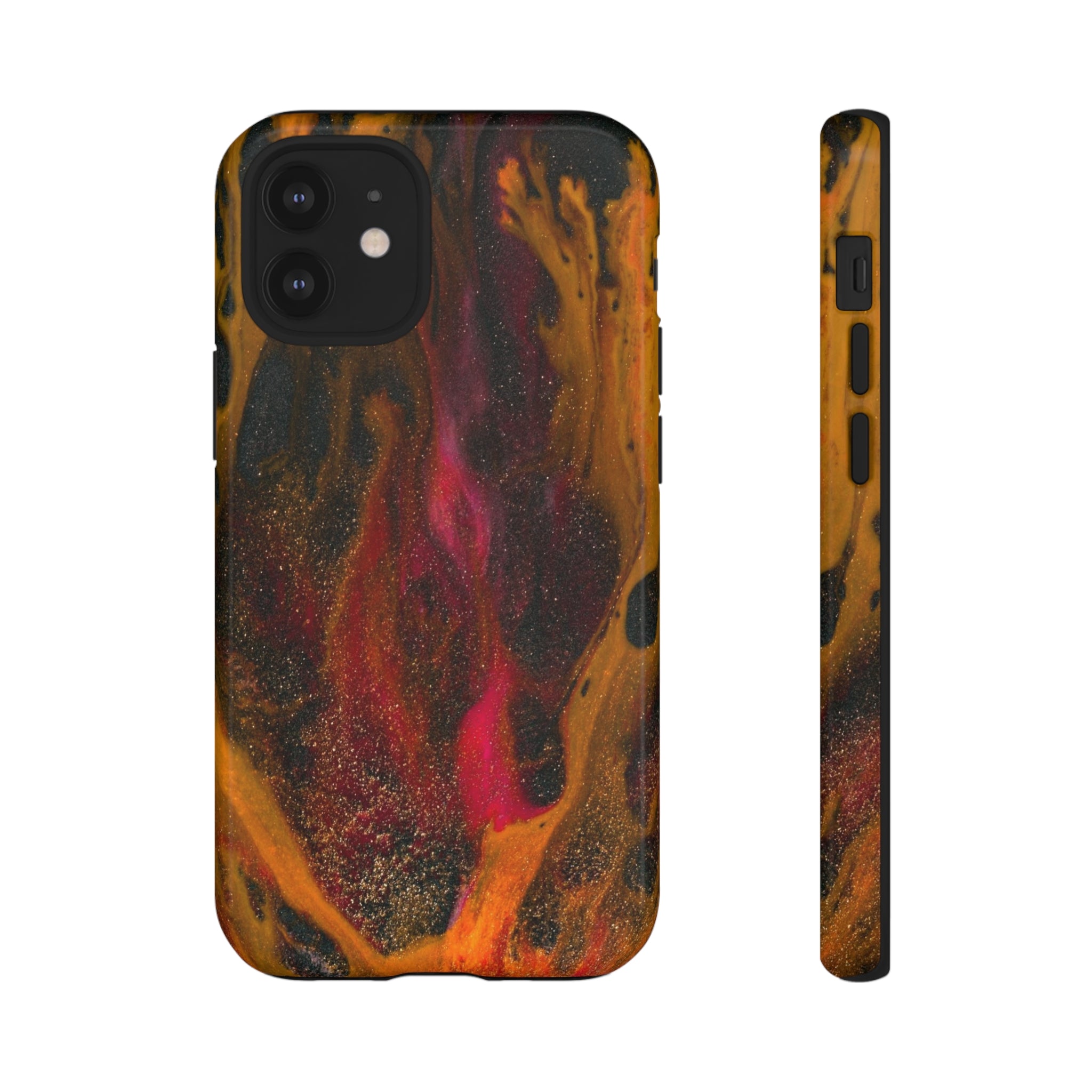 Bon Fire Ink Art iPhone Case (Protective) iPhone 12 Mini Glossy Phone Case