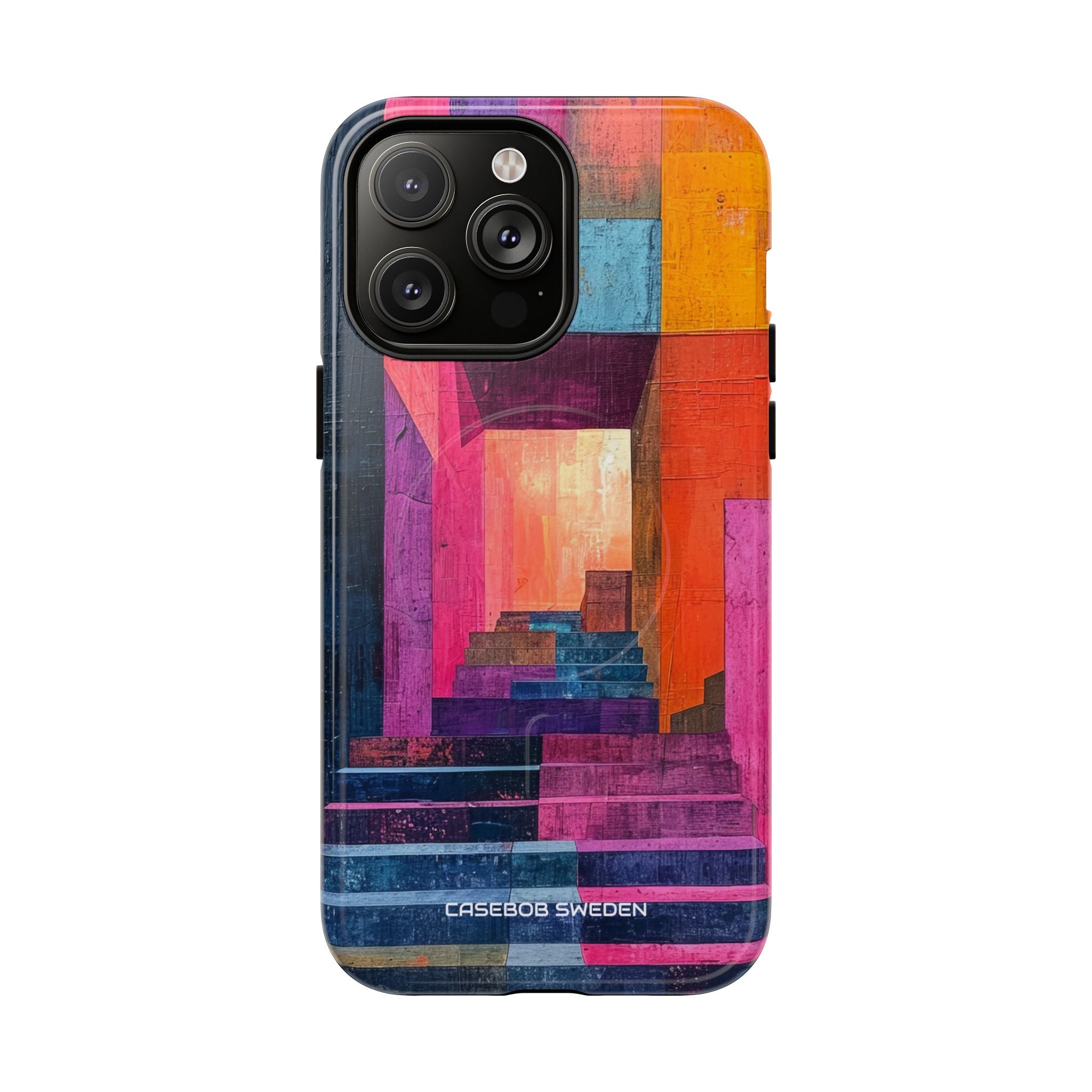 Pink Orange Geometry - Tough + MagSafe® iPhone 14 Phone Case