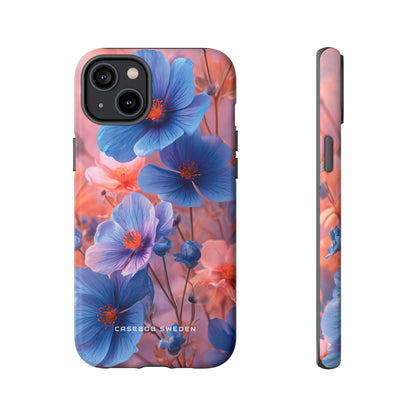 Harmonious Blooming Blues and Pinks iPhone 14 - Tough Phone Case