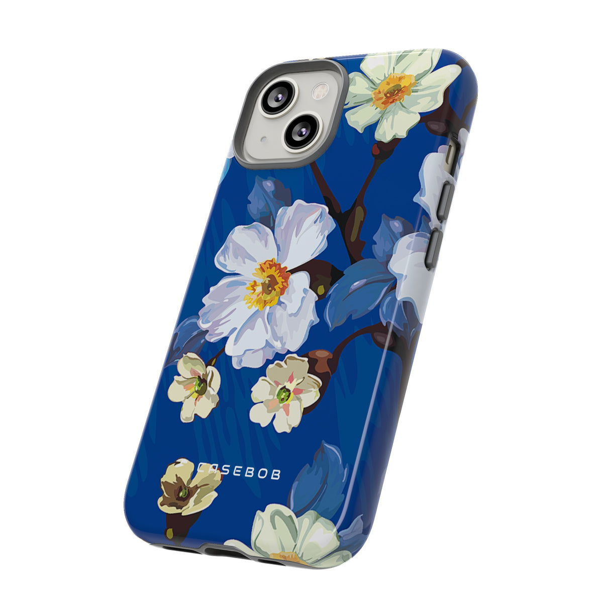 Elegante Blume auf blauem iPhone Fall | Hart