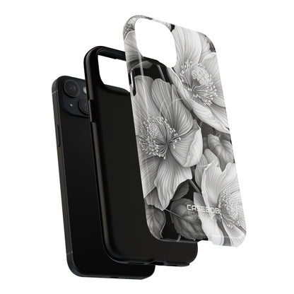 Monochrome Petal Dance iPhone 15 – Robust+