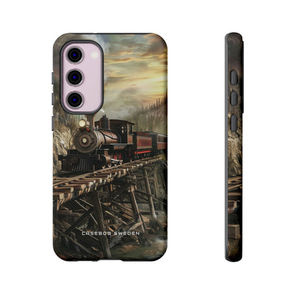 Vintage Steam Train Crossing Mountain Bridge Samsung S23 - Tough Phone Case