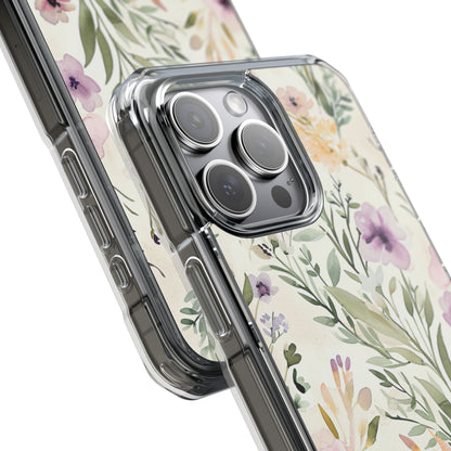 Soft Green Lavender Floral Pattern - Clear Impact iPhone 15 Phone Case