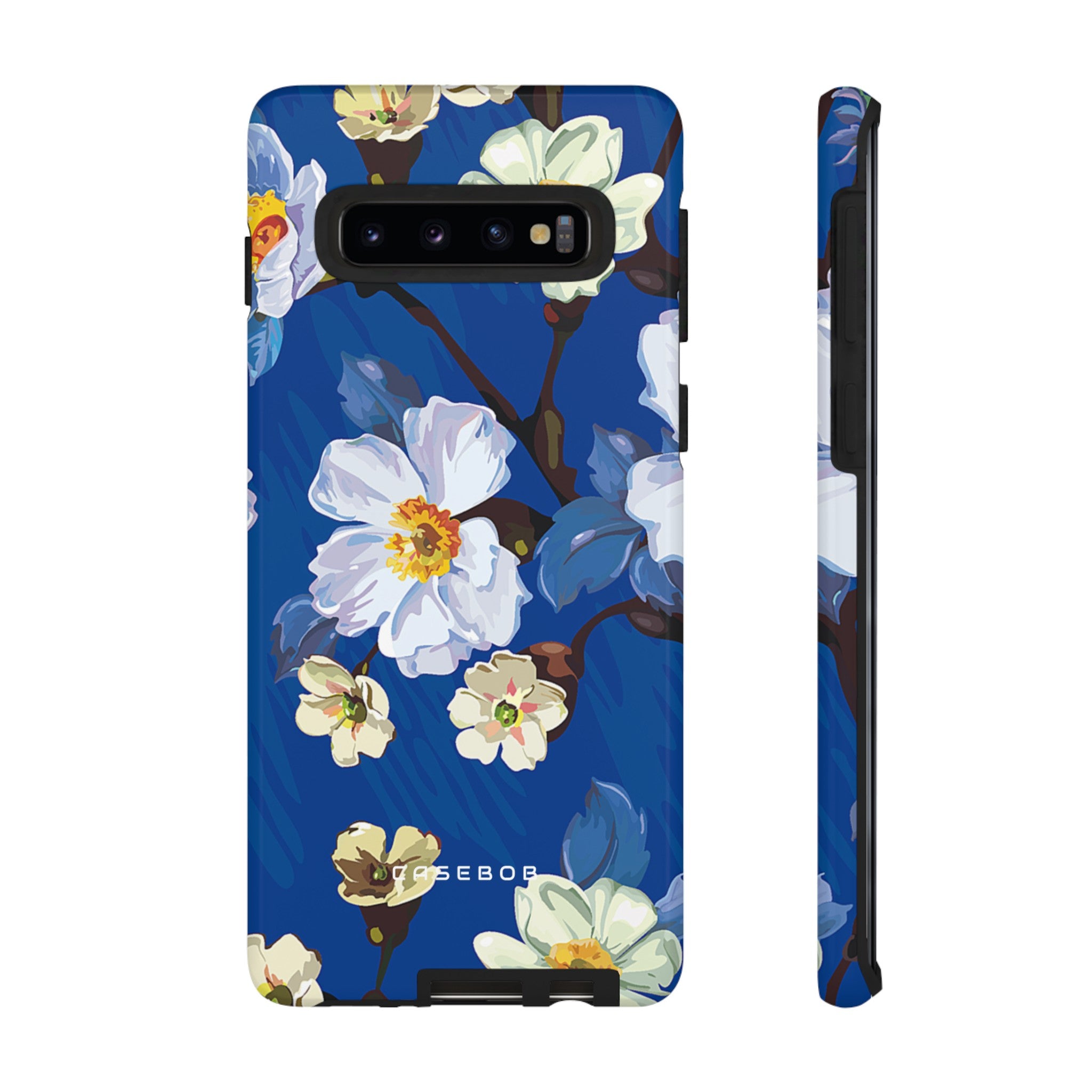 Elegant Flower on Blue iPhone Case | Tough