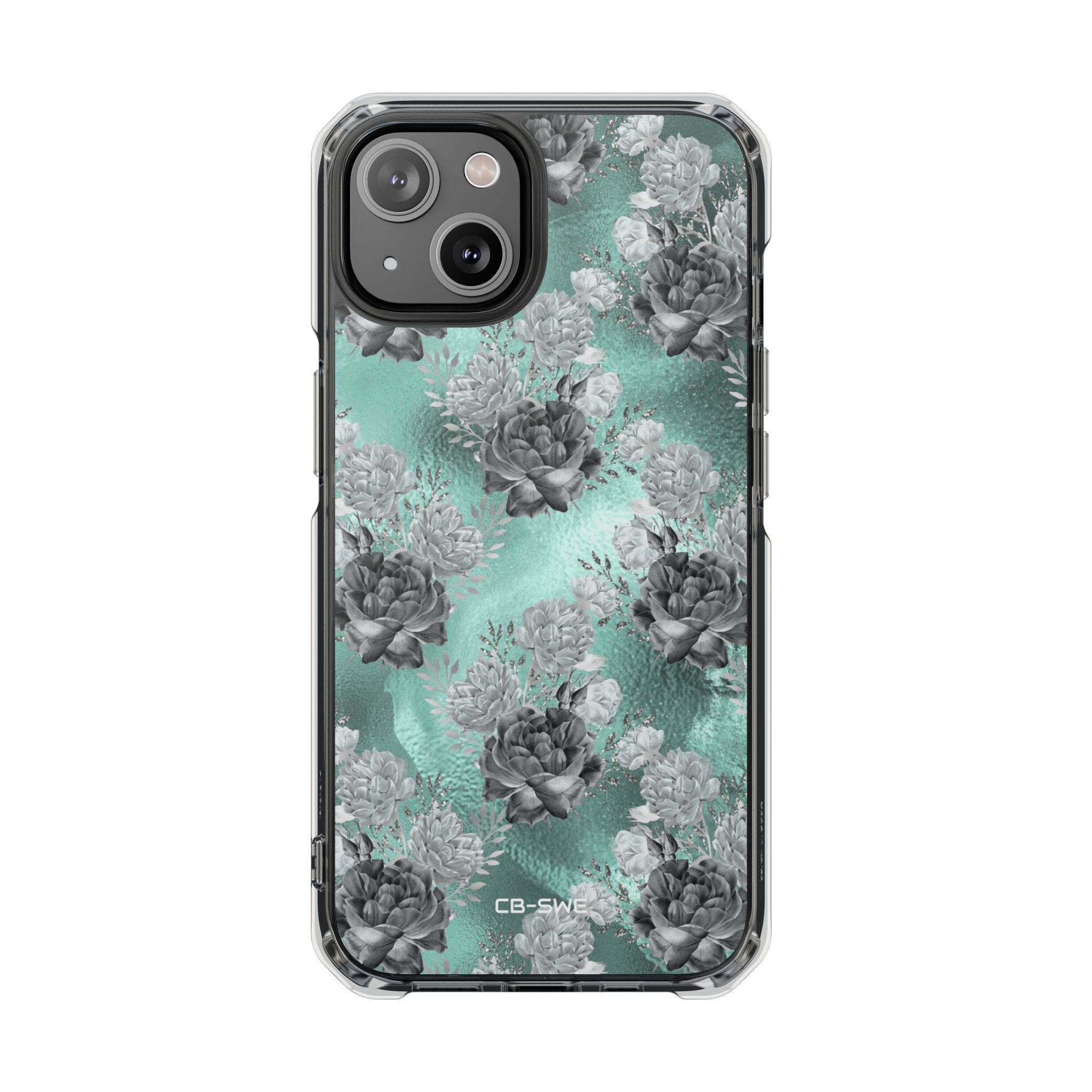 Teal Floral Elegance iPhone Case - Impact