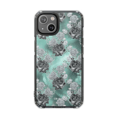 Teal Floral Elegance iPhone Case - Impact