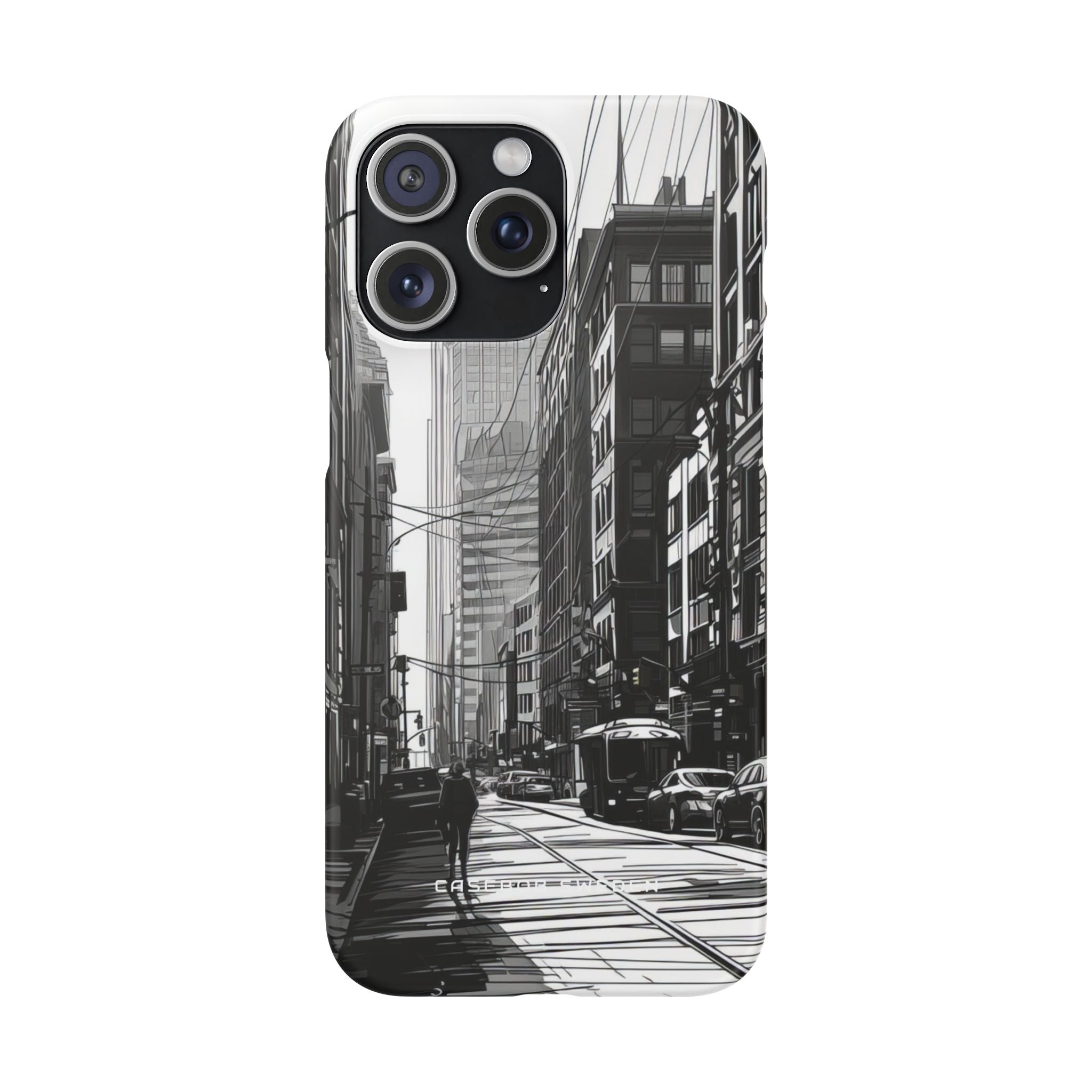 Urban Cityscape Line Perspective iPhone 15 - Slim Phone Case