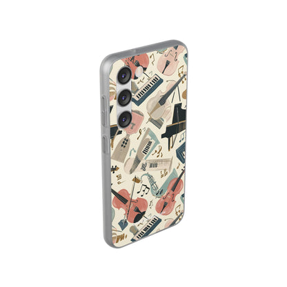 Beige Musical Instruments Pattern - Flexi Samsung S23 Phone Case