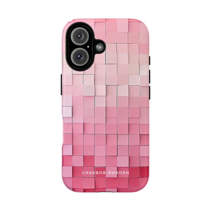 iPhone 16 Tough+ Handyhülle mit Mosaik-Muster in Rosa