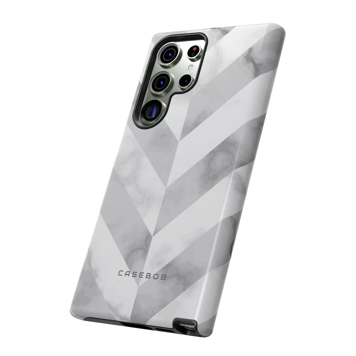 White Herringbone - Protective Phone Case