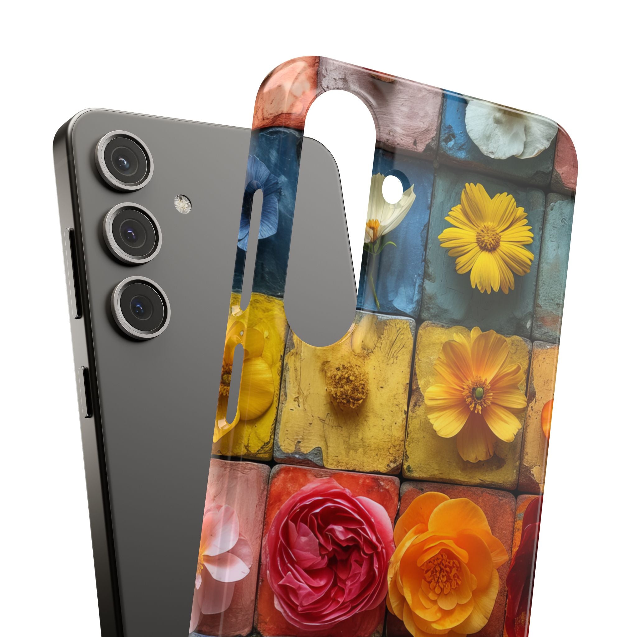 Vibrant Floral Tiles - Slim Samsung S24 Phone Case