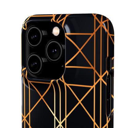 Golden Geometric Elegance iPhone 14 - Slim Phone Case