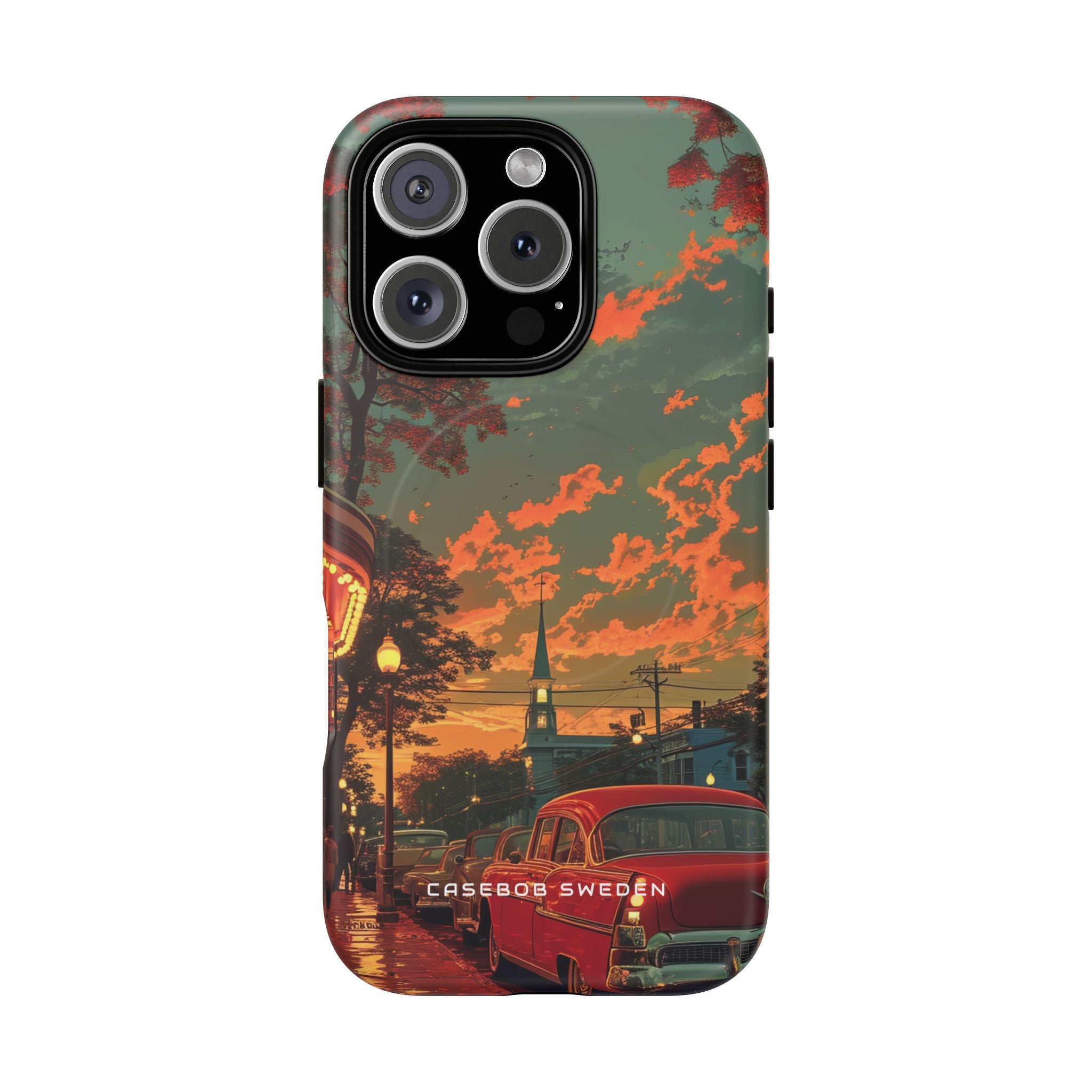 Mid-Century Nostalgia Streetscape iPhone 16 | Tough+ Phone Case