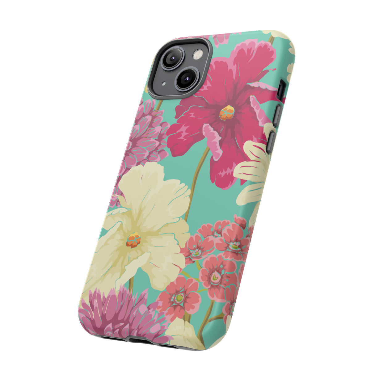 Colorful flowers in watercolor iPhone case - Protective Phone Case