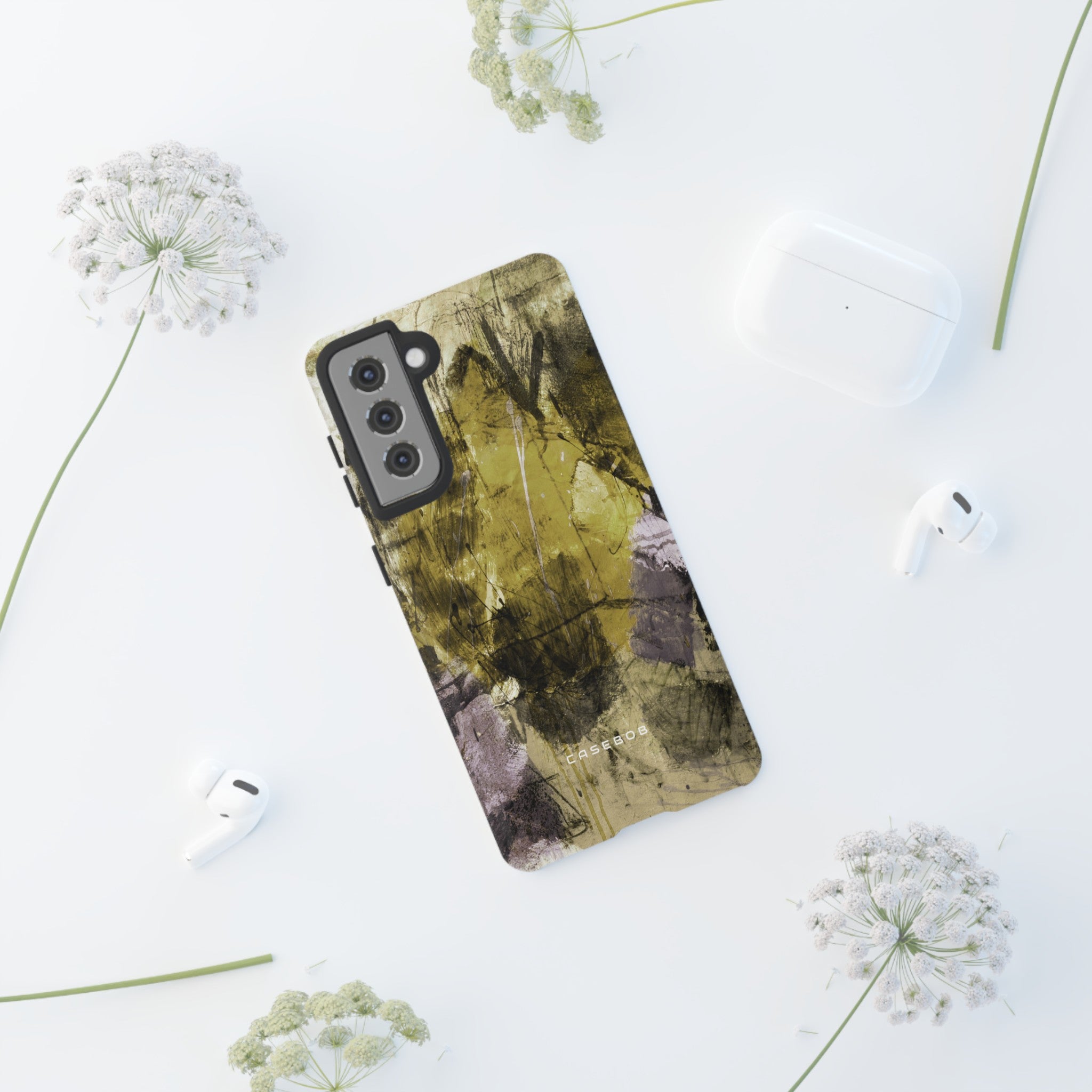 Yellow Grunge Art Phone Case - Protective Phone Case