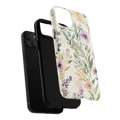 Soft Green Lavender Floral Pattern - Tough + MagSafe® iPhone 15 Phone Case