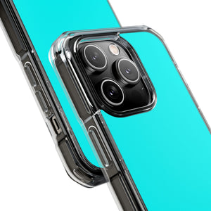 Cyan-Blau | Handyhülle für iPhone (Clear Impact Case – magnetisch) 