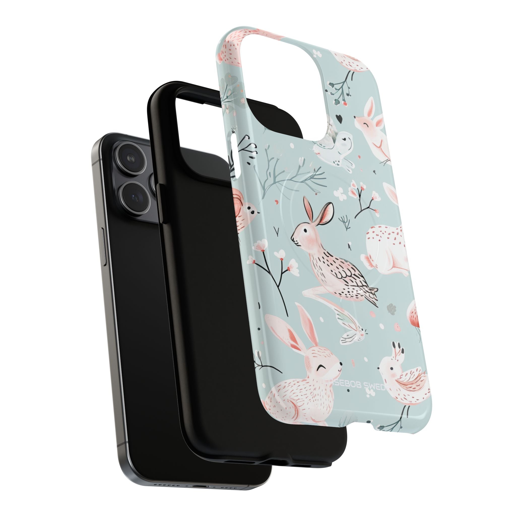 Whimsical Bunny Blossom - Tough + MagSafe® iPhone 15 Phone Case