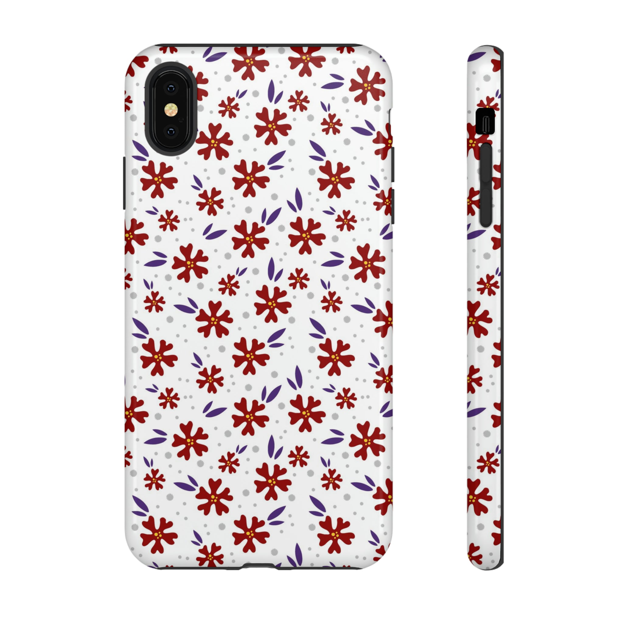 Red Flower Pattern - Protective Phone Case