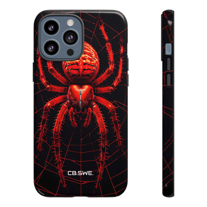 Vivid Neon Red Spider Intricate Web iPhone 13 - Tough