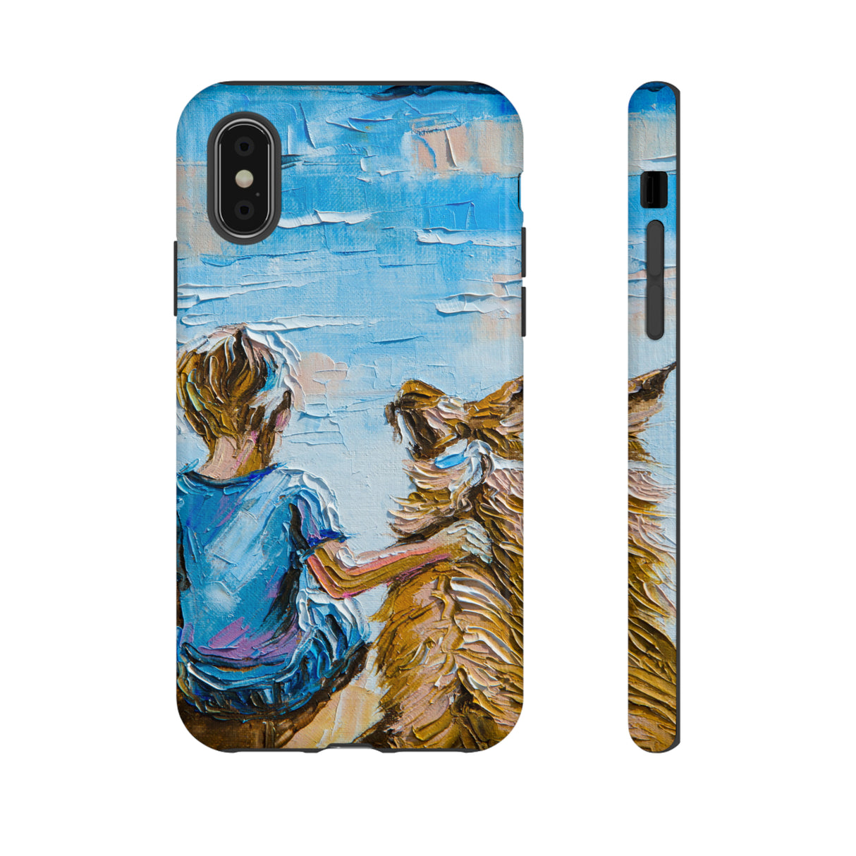 Boy with Dog - Protective Phone Case