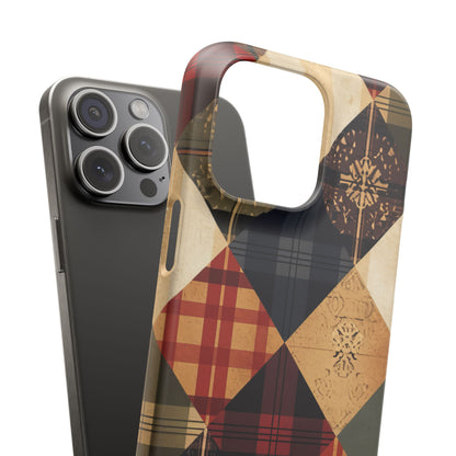 Rustic Geometric Patchwork Harmony iPhone 15 - Slim Phone Case