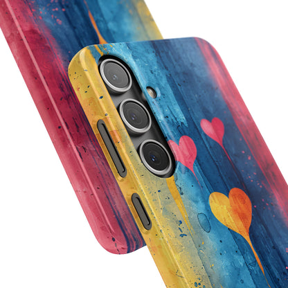 Hearts Watercolor Art - Slim Samsung S24 Phone Case