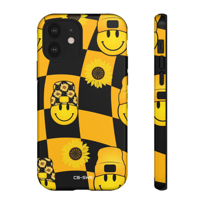Joyful Checkered Smiles - iPhone Case