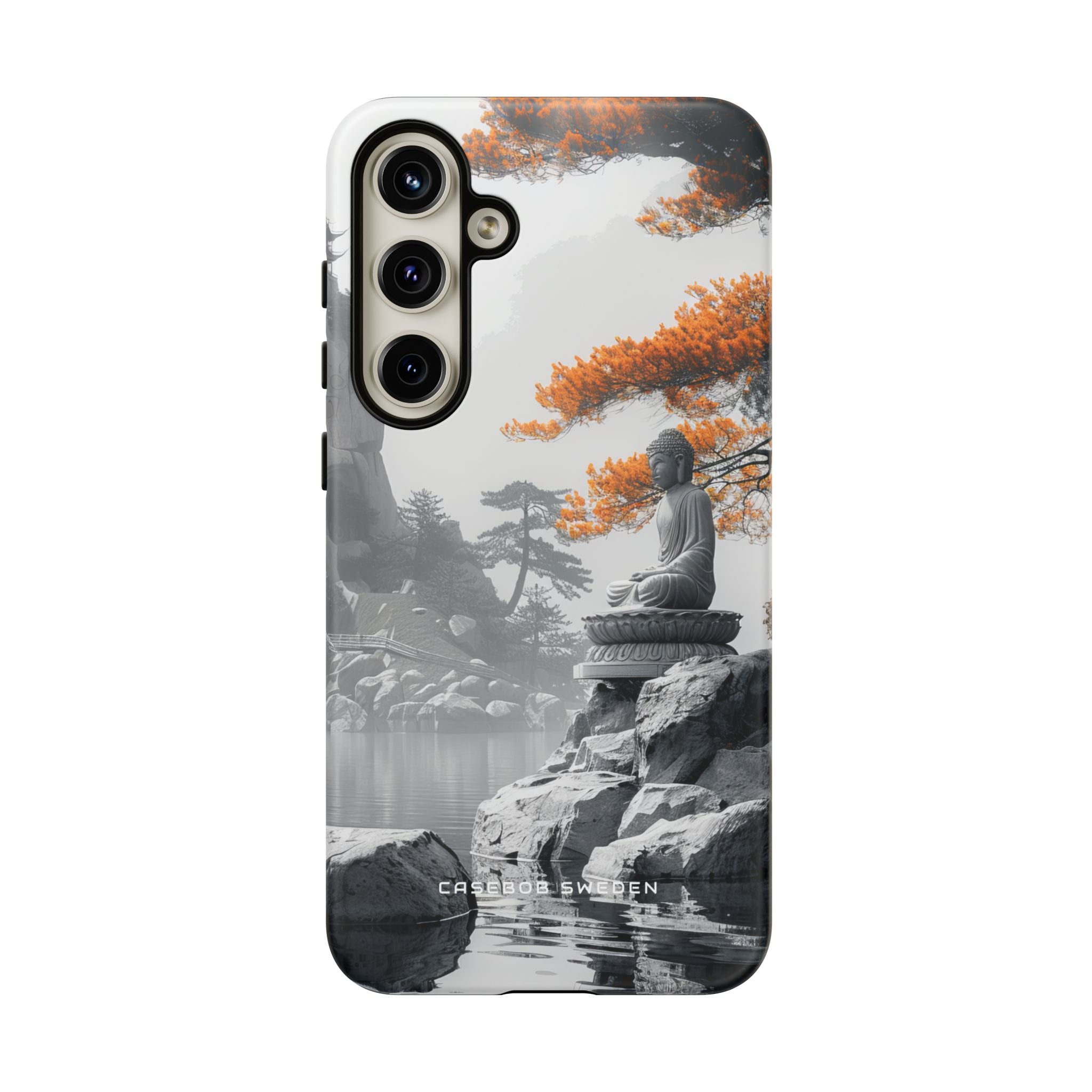 Zen Serenity: Tranquil Landscape with Buddha and Pagoda Samsung S24 - Tough Phone Case