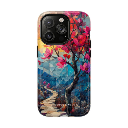 Vibrant Geometric Tree Landscape iPhone 14 | Tough+ Phone Case