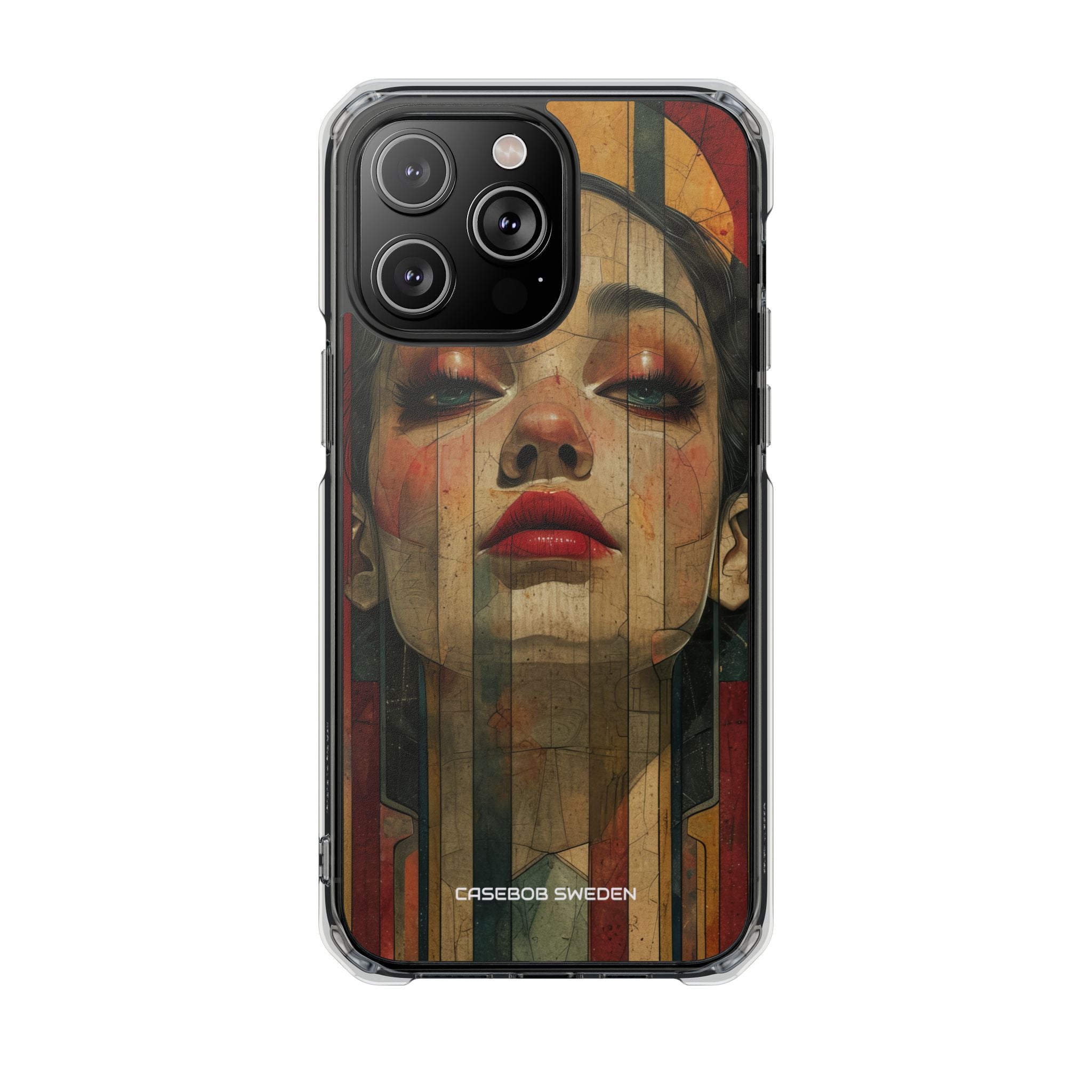 Bold Art Deco Portrait - Clear Impact iPhone 14 Phone Case