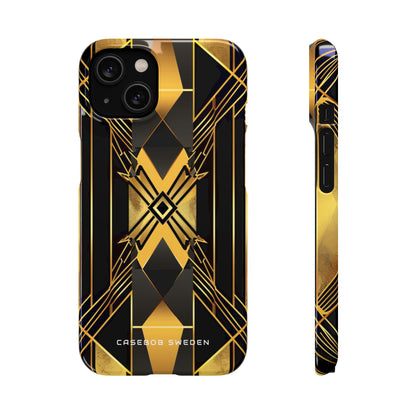 Golden Geometric Elegance iPhone 14 - Slim Phone Case