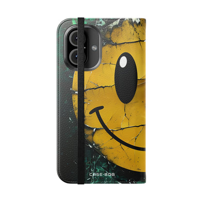 Cracked Smiley - iPhone 16 - Case - Lompakko