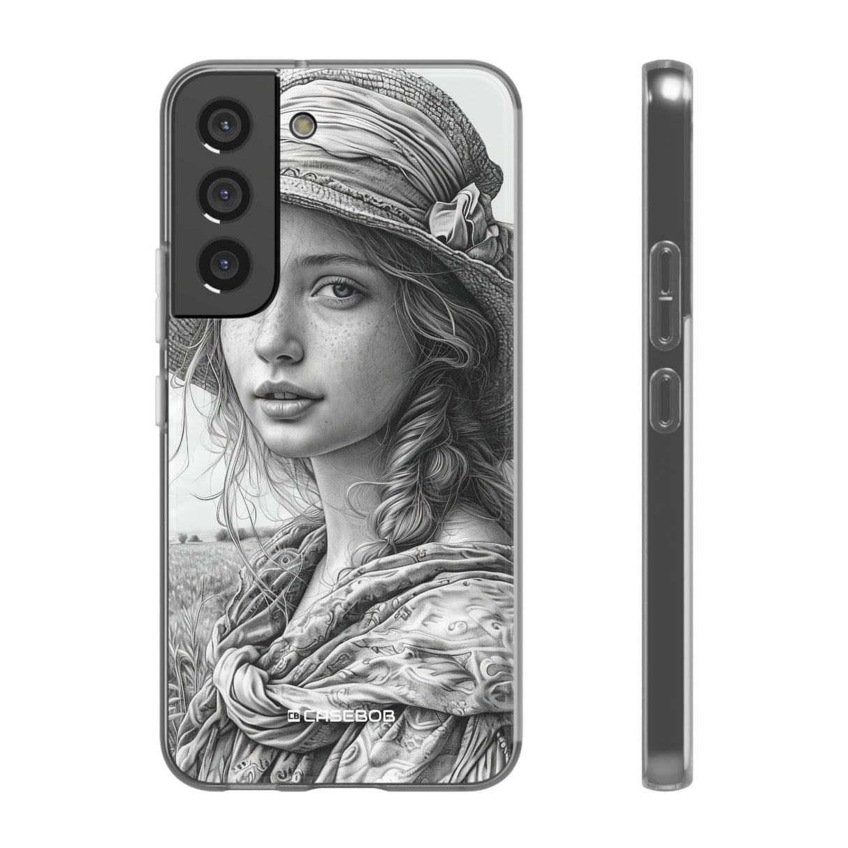 Serene Sketch Portrait | Flexible Phone Case for Samsung Galaxy